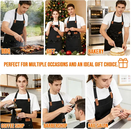 Miniatura 7 de BeautyWill Delantal personalizado personalizado para hombres y mujeres, delantales de cocina personalizados con bolsillos, nombre, texto, logotipo