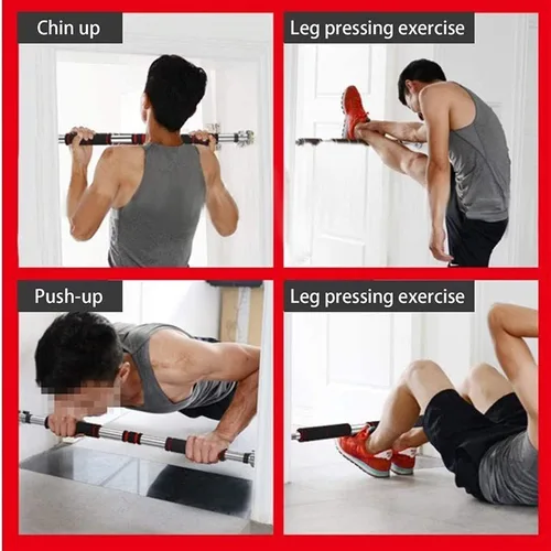 Miniatura 6 de Barras de entrenamiento ajustables de acero horizontal para puerta para el hogar, barra de deporte, entrenamiento, dominadas, entrenamiento