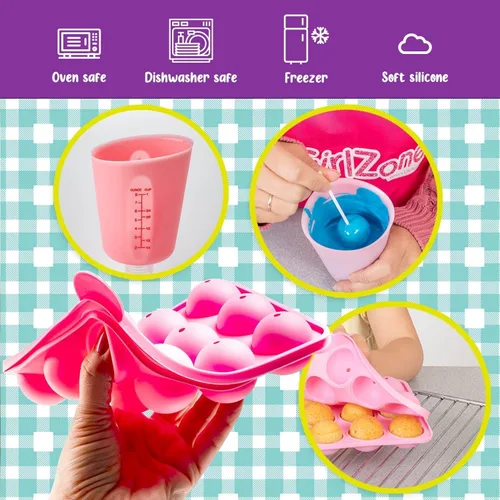 Miniatura 6 de GirlZone Kit de Cake Pop Craze, juego de hornear para niños de 10 a 12 años con molde para tartas, soporte, bolsas de regalo y bolígrafo decorativo