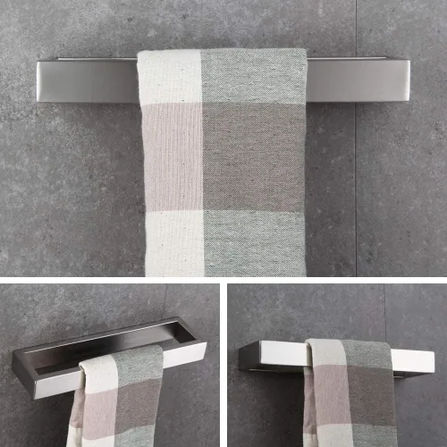 Miniatura 2 de Toallero de mano SUS 304 de acero inoxidable para baño, cocina, garaje, resistente, montado en la pared, acabado cepillado