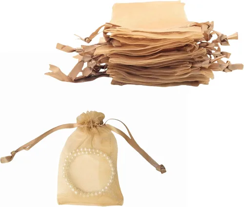 Miniatura 8 de QIANF 20 bolsas de regalo de organza transparente lavanda de 4 x 6 pulgadas con cordón, bolsas de golosinas, bolsa de malla para joyas, bolsa