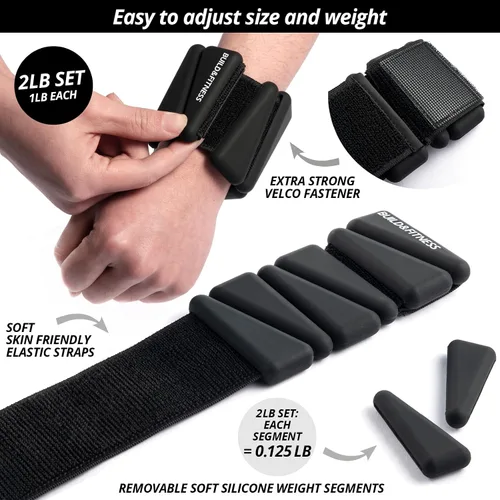 Miniatura 2 de Pulseras y tobilleras ajustables de 2 libras o 4 libras, bandas ajustables para entrenamientos de mujeres y hombres, juego de 2 – 2 libras o 4