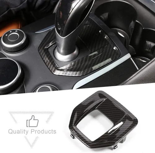 Miniatura 5 de Pieza de repuesto de fibra de carbono ABS para Alfa Romeo Giulia Stelvio 2017 2018 2019 Interior del coche consola central cambio panel cubierta