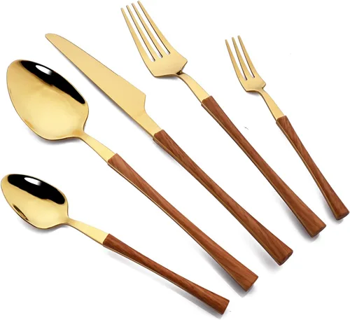 Miniatura 10 de JASHII Juego de cubiertos de acero inoxidable con textura de mármol, 24 piezas, tenedor de cuchillo, cuchara de té, cubiertos plateados para 6