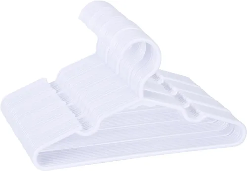 Miniatura 17 de Paquete de 60 perchas blancas para niños de 11.6 pulgadas, perchas para ropa de bebé para niños pequeños y niños, perchas de plástico duradero