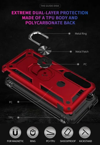 Jielangxin Keji Funda para Motorola One Macro, 360º anillo giratorio con soporte de soporte, color negro