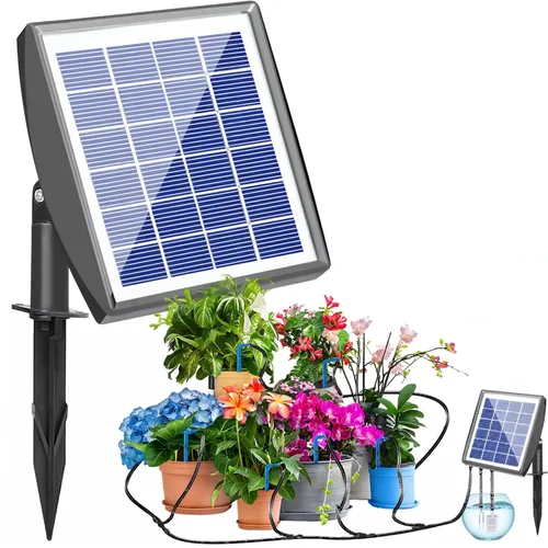 RISINGUP Sistema de riego por goteo solar para 15 plantas en maceta para jardín al aire libre | Automatic Plants Watering System with Anti-Siphoning