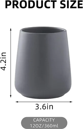 Miniatura 3 de Soporte para cepillos de dientes gris para baño, soporte de cerámica para cepillos de dientes, soporte para pasta de dientes, taza de enjuague bucal
