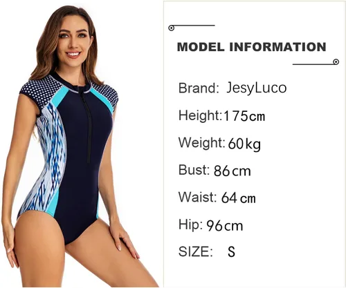 Miniatura 5 de JesyLuco Traje de baño de una pieza sin mangas para mujer, con cremallera frontal, traje de baño con control de abdomen