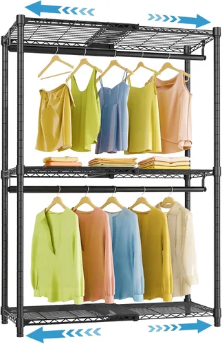 VIPEK X1 - Perchero de ropa expandible resistente, ajustable de 2' a 3'5", con estantes ajustables y varillas para colgar, perchero de metal para