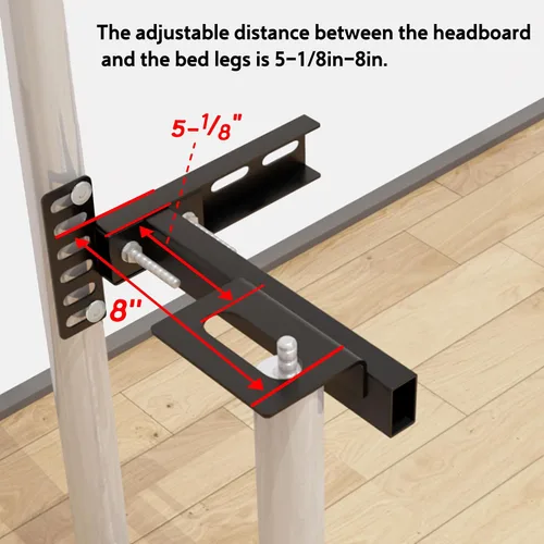 Miniatura 5 de Paquete de 2 soportes de cabecera ajustables para marco de cama de metal y base ajustable, adaptador universal de fijación de cabecero, se adapta a