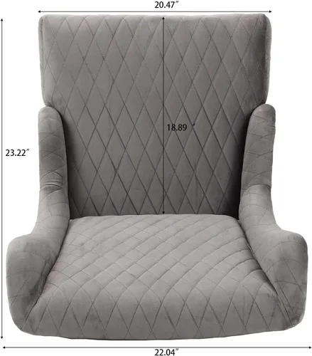 Miniatura 4 de Sillas copetudas de tela gris para comedor y sala de estar, acento acolchado, silla esquinera lateral de ala ancha de 23 pulgadas, asiento grueso