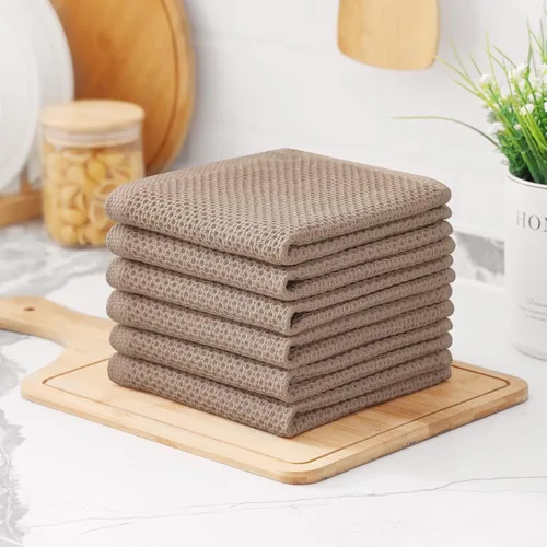Miniatura 111 de Kitinjoy - Paños de cocina de 100 % algodón, tela de tejido gofrado, paño de limpieza ultrasuave, absorbente y de secado rápido. Beige