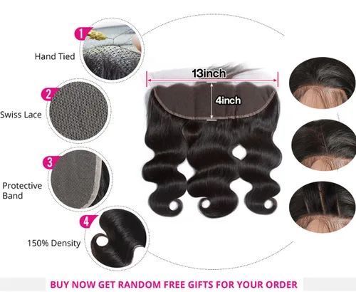 Miniatura 4 de Extensiones de cabello brasileño ondulado con frontal (22 24 26 28+20 frontal) 13 × 4 cierre frontal de encaje de oreja a oreja con 4 paquetes