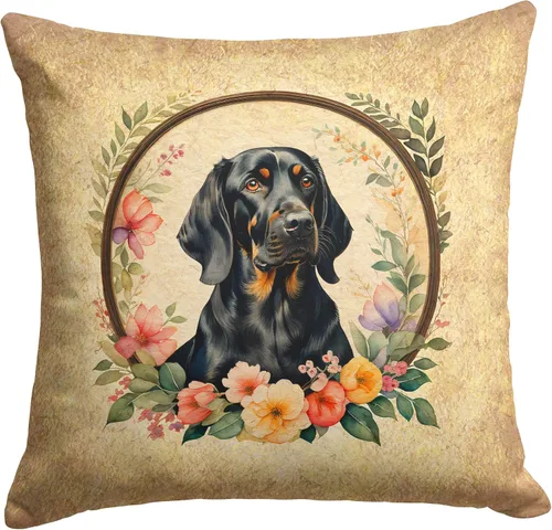 Miniatura 238 de Caroline's Treasures DAC2072PW1414 Affenpinscher and Flowers - Almohada decorativa de tela, lavable a máquina, para interiores y exteriores