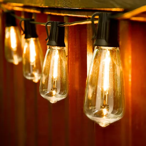 Miniatura 9 de ST38 - Tira de luces para exteriores, 50 pies, resistente para patio, con 26 bombillas LED regulables de plástico inastillables, ST38 de 0.6 W