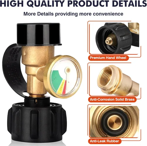 Miniatura 5 de Llamaviva - Medidor de tanque de propano con detector de fugas, indicador de nivel universal para tanques de 5 a 40 libras, estufas de campamento