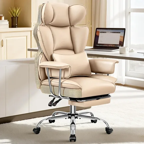Miniatura 11 de ALLGOD Silla de oficina cómoda, silla ejecutiva grande y alta, silla ancha ergonómica de respaldo alto con reposapiés, silla de escritorio Negro