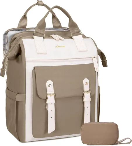 Miniatura 10 de LOVEVOOK - Mochila para laptop de mujer, bolsa de trabajo, viaje, computadora, mochila para maestra o enfermera, bolsa para libros, beige verde