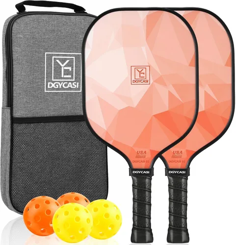 Miniatura 9 de YC DGYCASI Juego de 2 palas de pickleball aprobadas por USAPA 2026, raquetas ligeras de fibra de vidrio para pickleball, paquete de 2, 2 pelotas