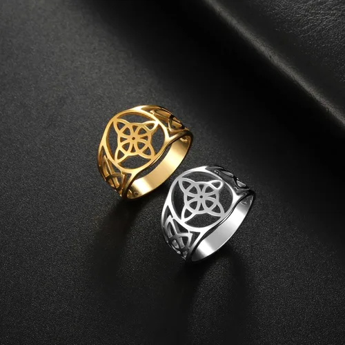 Miniatura 25 de UNIFT Anillo de nudo de bruja para mujer, acero inoxidable, celta, cuaternario, Wicca, estilo geométrico, anillo de nudo de brujería, amuleto