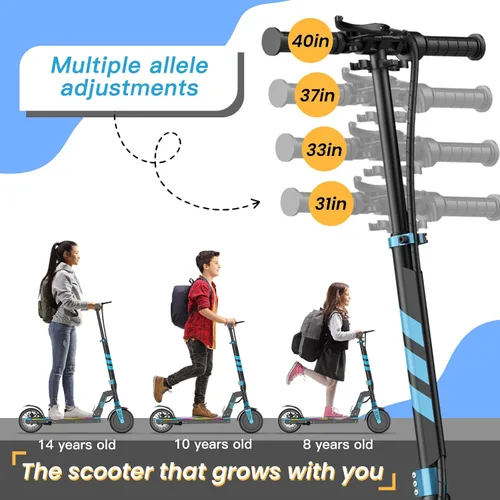 Miniatura 8 de Patinete eléctrico para niños y adolescentes, motor de 200 W/350 W, 12-19 MPH y 12-18 millas, neumáticos sólidos de 8 pulgadas/8.5 pulgadas, scooter
