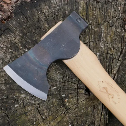 Miniatura 6 de COUNCIL TOOL Wood-Craft Hacha Talladora de Campamento - Hacha de Bushcraft de 1.7 libras con Mango de Hickory Curvado de 16" y Funda de Cuero