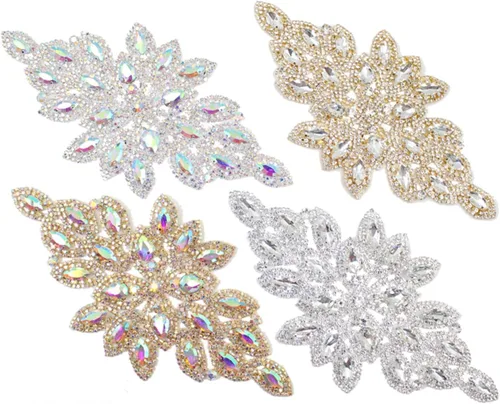 Miniatura 9 de PEARLY JUN Parches de apliques de cristal con diamantes de imitación para bricolaje, con cuentas, ropa de costura para cinturón de boda, vestidos