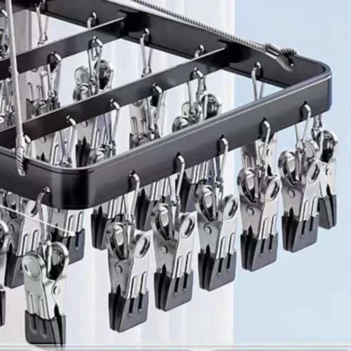 Miniatura 6 de Percha para pantalones de secado de ropa, perchas de metal con 36 clips, resistente al viento, colgador de ropa interior, clip plegable para jeans