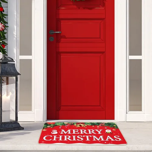Miniatura 2 de Nuanchu Tapete de puerta de entrada para interiores y exteriores, antideslizante, parte trasera de goma, divertido decorativo de Navidad para casa