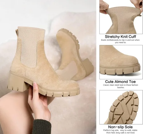 Miniatura 5 de GOUPSKY Botines Chelsea para mujer, suela de lengüeta, cómodos, sin cordones, elásticos