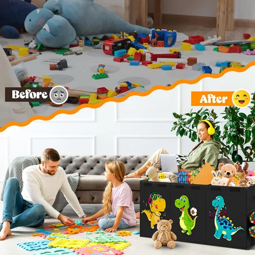Miniatura 5 de Beadsky Caja de Juguetes Extra Grande, Cofre de Juguetes Plegable para Niños Pequeños Organizador de Almacenamiento para Niños, Cajas Contenedoras