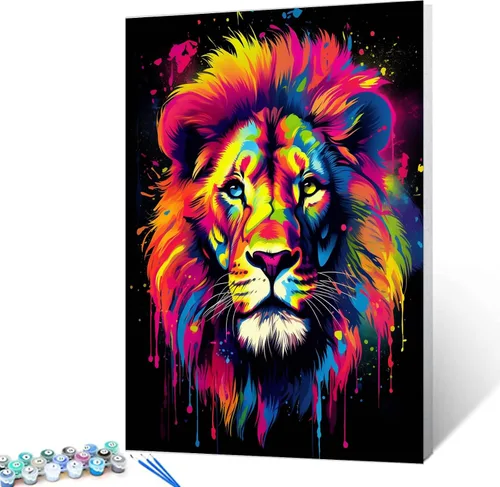 Miniatura 34 de Tucocoo Kits de pintura de búho de graffiti por números con pinceles y pigmento acrílico sobre lienzo para adultos, imagen de estilo colorido