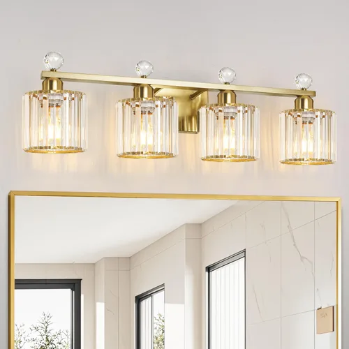 Miniatura 30 de Lxybcce Moderna lámpara de tocador de baño de cristal, 14 pulgadas, 2 luces, accesorios de luz negra sobre el espejo, fácil instalación e
