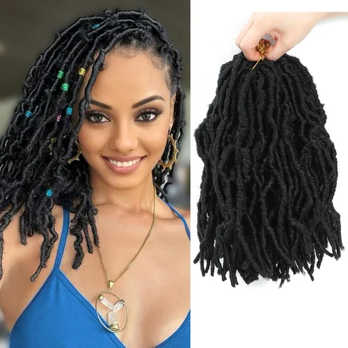 Miniatura 8 de Paquetes de 7 extensiones de cabello de ganchillo sintético de 22 pulgadas / 55,9 cm. Extensiones de cabello de ganchillo con mechones suaves