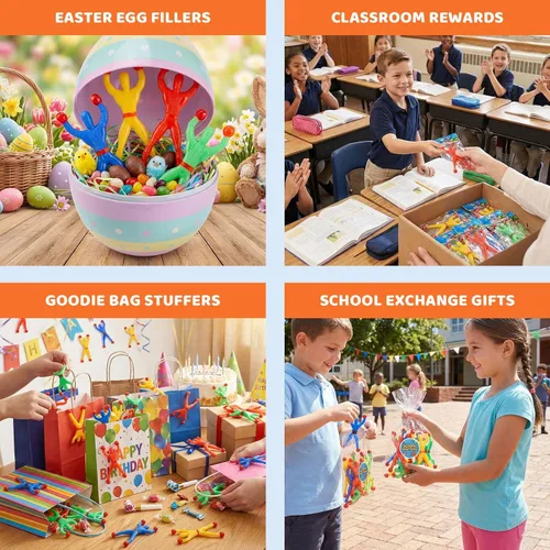 Miniatura 6 de Shindel 50 piezas de trepadores de pared elásticos para rellenos de fiesta de piñata, juego de juguetes pegajosos para hombre escalador, juguetes