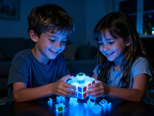 Miniatura 7 de AMAZA Cubo de velocidad fluorescente 3x3, 3x3x3, que brilla en la oscuridad, cubo de velocidad luminoso de 3 por 3, juguete rompecabezas de cerebro