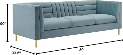 Miniatura 2 de Modway Ingenuity Channel - Sofá de terciopelo copetudo, color azul claro