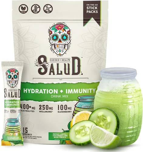 Miniatura 9 de Paquetes de Hidratación 2-en-1 Salud + Polvo de Electrolitos para la Inmunidad, Margarita de Sandía - Mezcla para Bebida de Agua Fresca, Baya