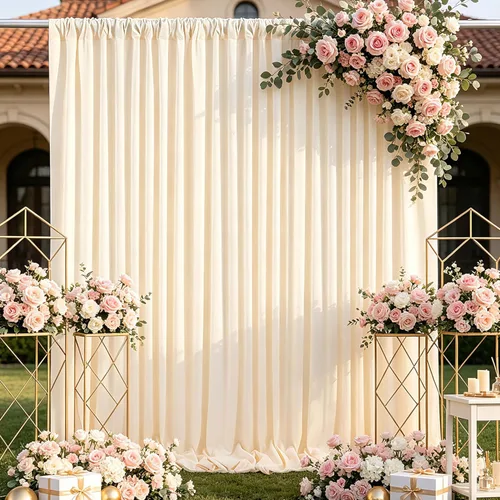 Miniatura 60 de Cortinas de Telón de Fondo Blanco de 2 Paneles 5 x 1,5 m de Poliéster, Telón de Fondo para Fotografía, Cortinas para Decoración de Fondo de Boda