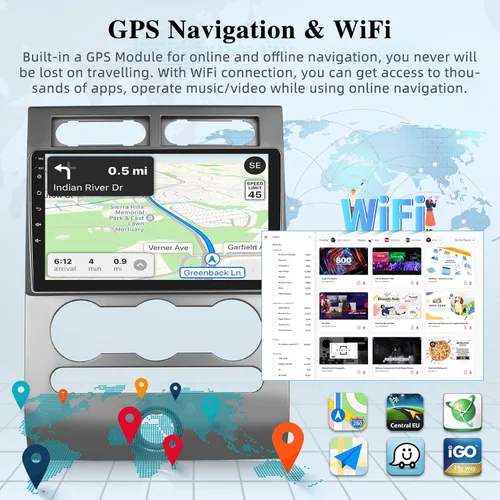 Miniatura 6 de [2+64G] NHOPEEW - Radio de coche para Ford Expedition 2007-2014 con Carplay inalámbrico y Android Auto – Pantalla táctil de 9 pulgadas Android 13