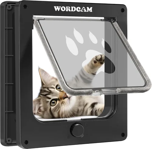 Miniatura 9 de Wordcam Puerta grande para gatos (tamaño exterior 10.7 x 9.5 pulgadas), puerta de gato robusta para puertas interiores exteriores, puerta con solapa