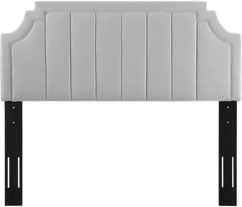 Miniatura 4 de Modway Alyona - Cabecera capitoné de terciopelo de alto rendimiento, color gris claro