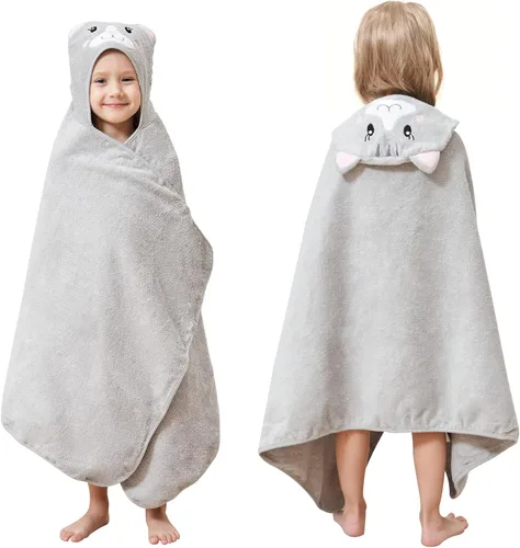 Style Quarters - Toalla de baño con capucha 100 % algodón para niños, con bordado, grande de 50 x 24 pulgadas, toalla de playa de rizo suave para