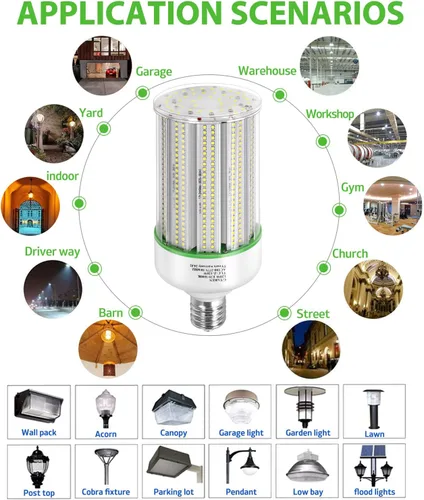 Miniatura 3 de GTAREN Bombilla LED de 100W en forma de mazorca, reemplazo para lámpara de 400 vatios de metal haluro HPS CFL HID, base E39 mogul, 5000K