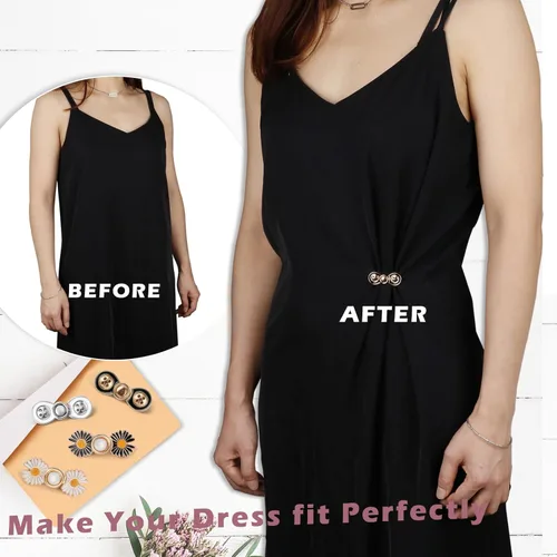 Miniatura 3 de TOOVREN Apretador de cintura para pantalones, botones de mezclilla desmontables para jeans sueltos, alfileres de botones sin costura y sin B-Daisy