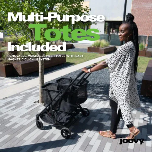 Miniatura 4 de Joovy Carrito de compras Boot X2 con capacidad de peso total de 122 libras, bolsas extraíbles dobles, neumáticos giratorios para una fácil
