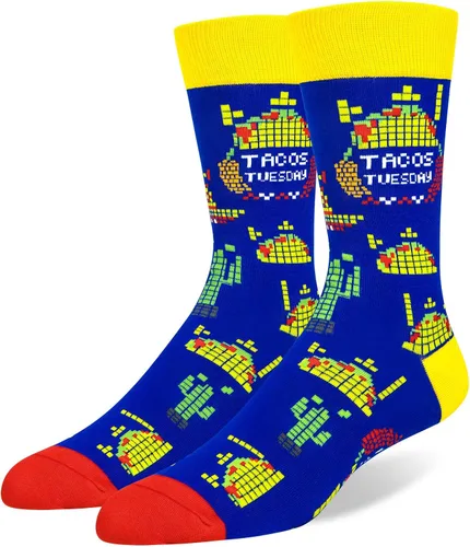 Calcetines para hamburguesa Pixel Taco Alien Pizza Hamburguesa divertido novedad patrón de alimentos Crew Party calcetines regalo