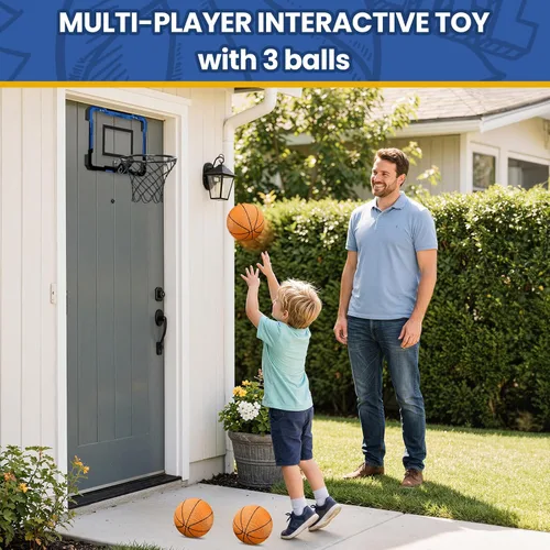 Miniatura 6 de QDRAGON Mini Basketball Hoop, Over The Door Indoor, with 3 Balls/Inflator/Breakaway Rim, Basketball Toy Gifts for Kids and Adults, Suit for