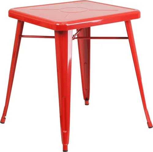 Miniatura 4 de Flash Furniture Prince - Mesa cuadrada de metal plateado para interiores y exteriores de 23.75 pulgadas de grado comercial